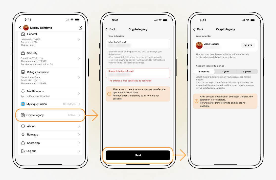 hpw to set up crypto heir