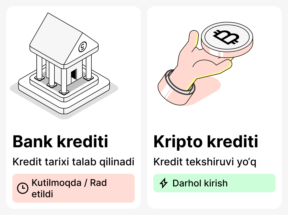 Банк кредити ва криптокредит ўртасида қандай фарқ бор