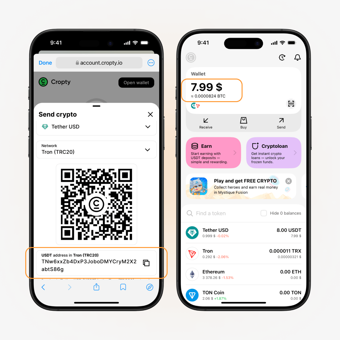 Копіювати адресу криптогаманця