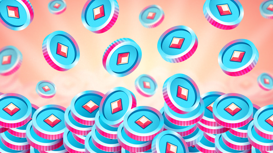 Falling coins from the sky in the game